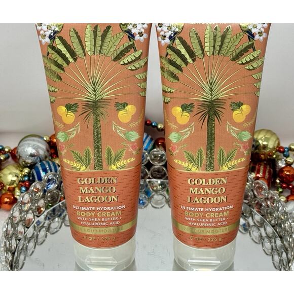 SET OF 2~BATH & BODY WORKS GOLDEN MANGO LAGOON BODY CREAM 8 OZ~VERY RARE! - Picture 2 of 3